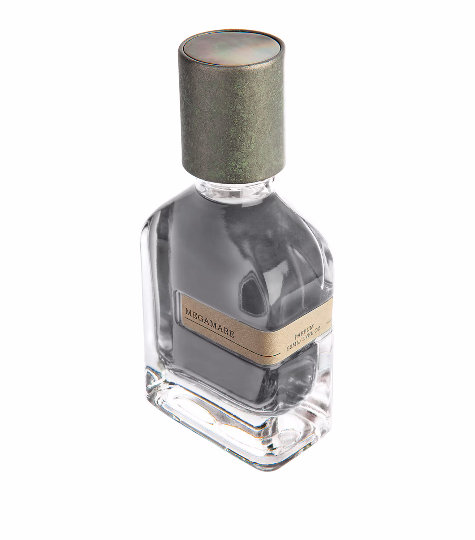 Orto Parisi Megamare Parfum Close up of Orto Parisi Megamare Parfum highlighting premium cap and craftsmanship.