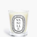 Diptyque Vanille Candle luxury vanilla scented candle in clear glass jar