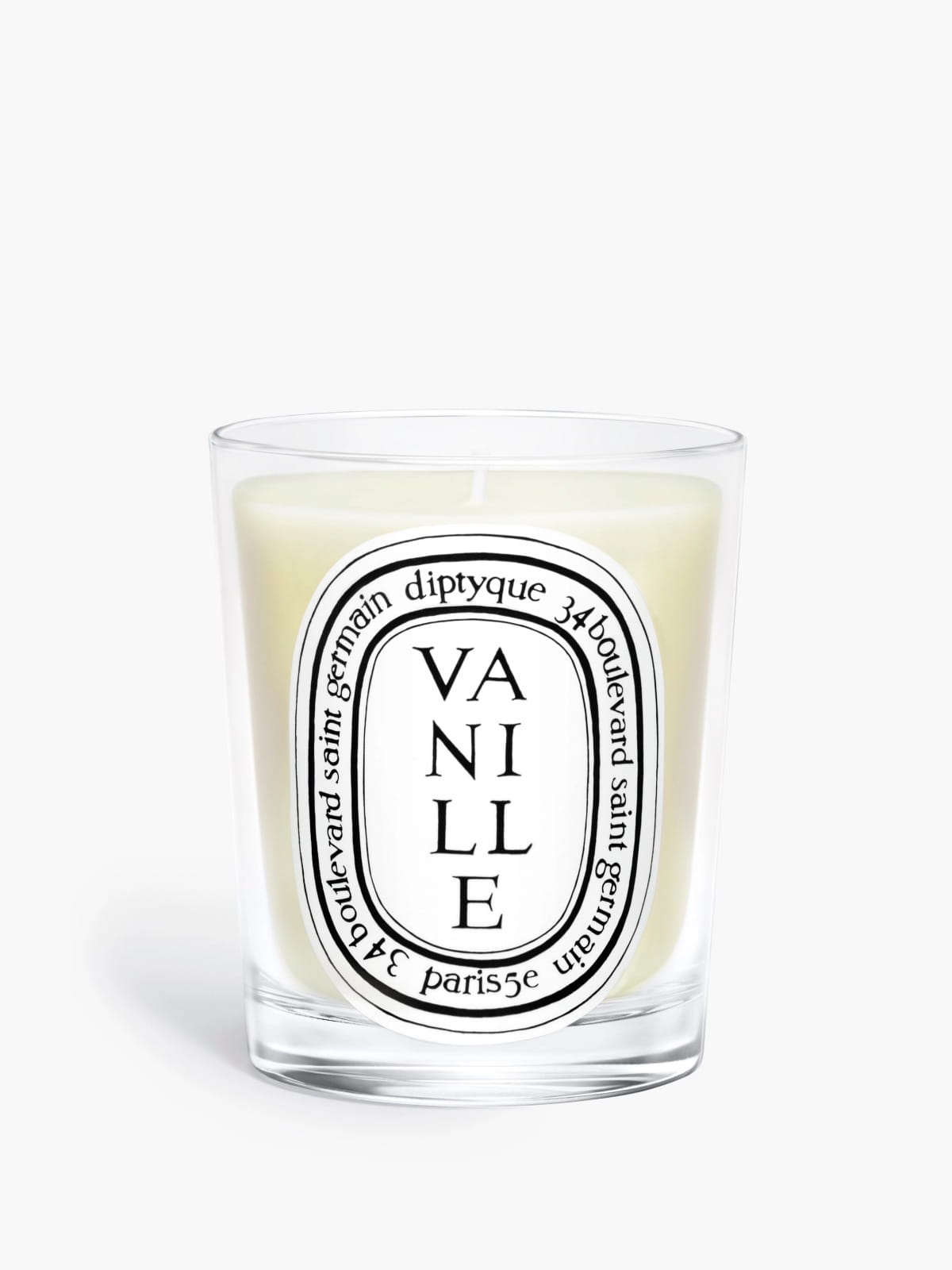 vanilla Diptyque Vanille Candle luxury vanilla scented candle in clear glass jar